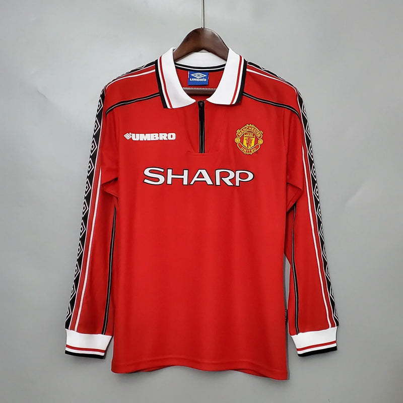 Camisa Retrô Manchester United Manga Longa 1998/99 Home