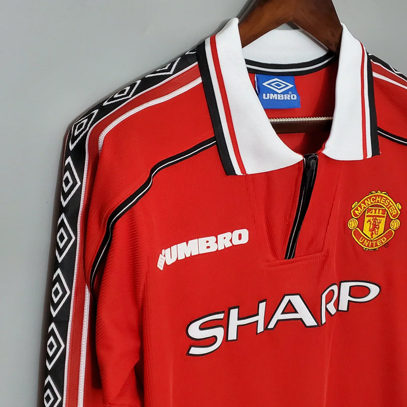 Camisa Retrô Manchester United Manga Longa 1998/99 Home