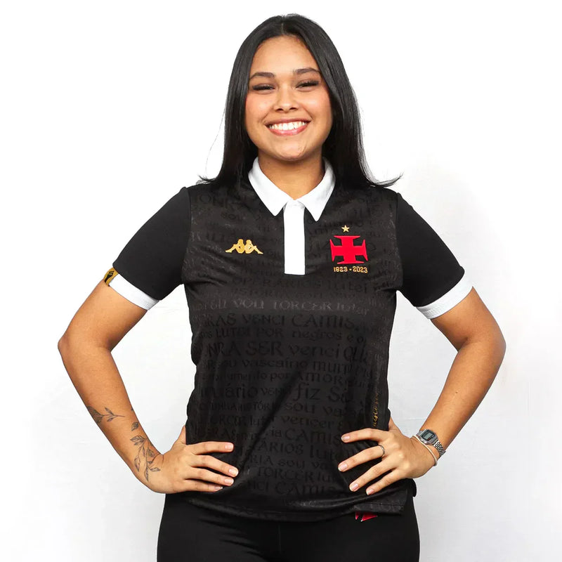 Camisa Feminina Vasco da Gama lll 2023/24 Preta - Modelo Baby Look