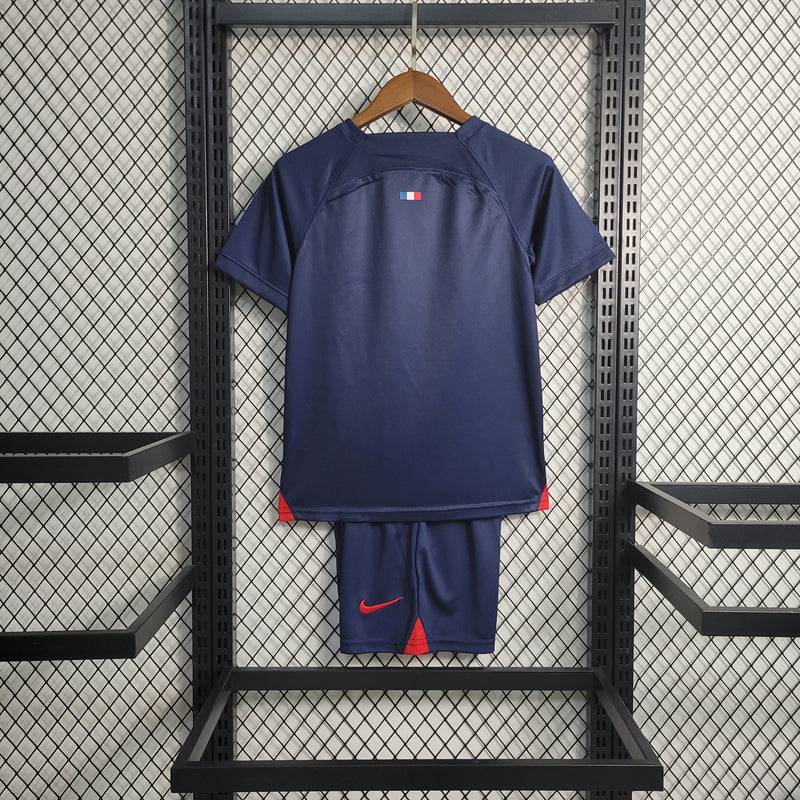 Conjunto Infantil PSG l 2023/24 Azul - Modelo Torcedor