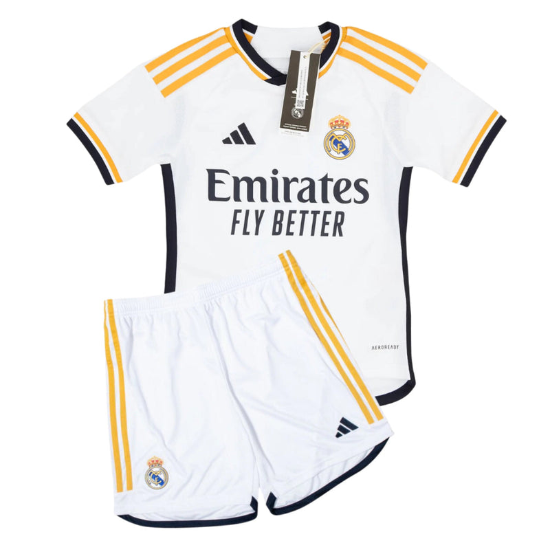 Conjunto Infantil Real Madrid l 2023/24 Branco - Modelo Torcedor