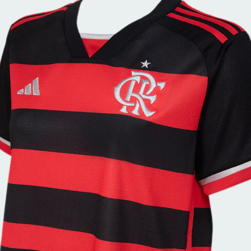 Camisa Feminina CR Flamengo l 2024/25 Rubro-Negra - Modelo Baby Look