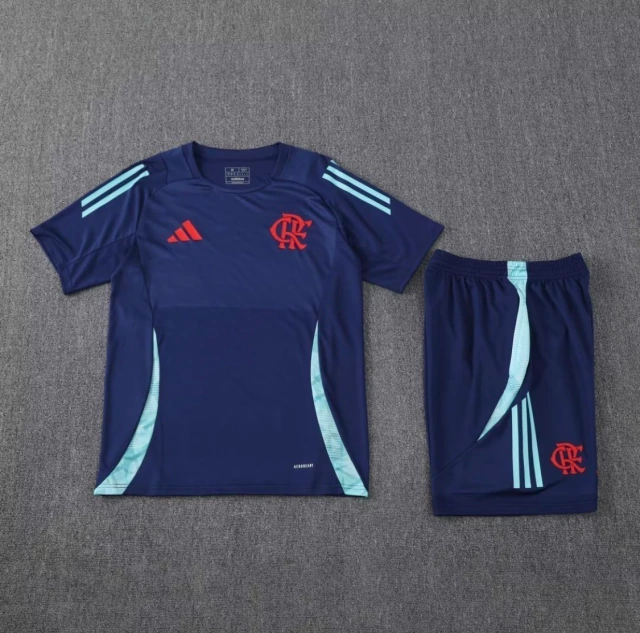 Kit Treino CR Flamengo Adidas 25/26 Camisa e Bermuda Azul Marinho