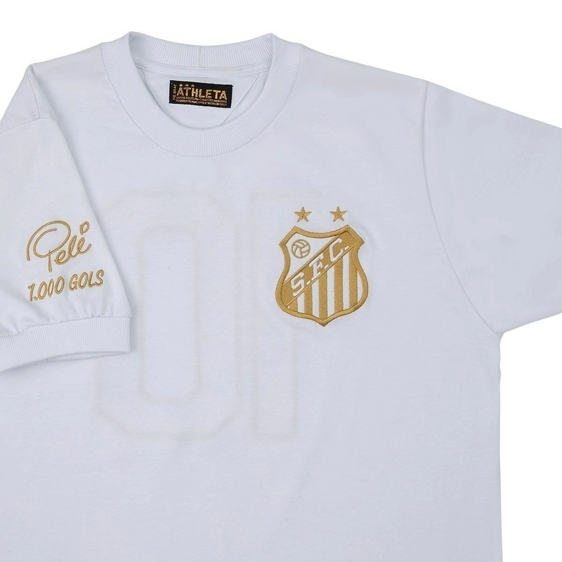 CAMISA SANTOS RETRÔ PELÉ MIL GOLS BRANCA