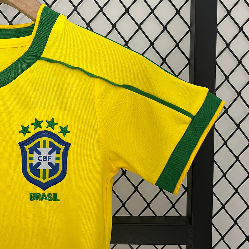 Conjunto Retrô Infantil Seleção Brasil l 1998 - Modelo Torcedor