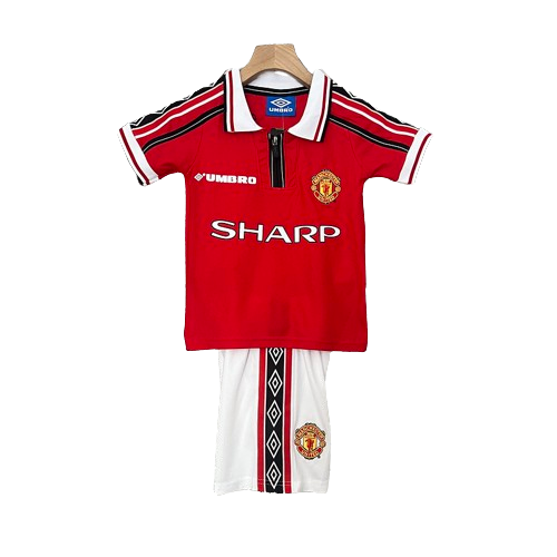 Conjunto Retrô Infantil Manchester United l 1998/99 Modelo Torcedor