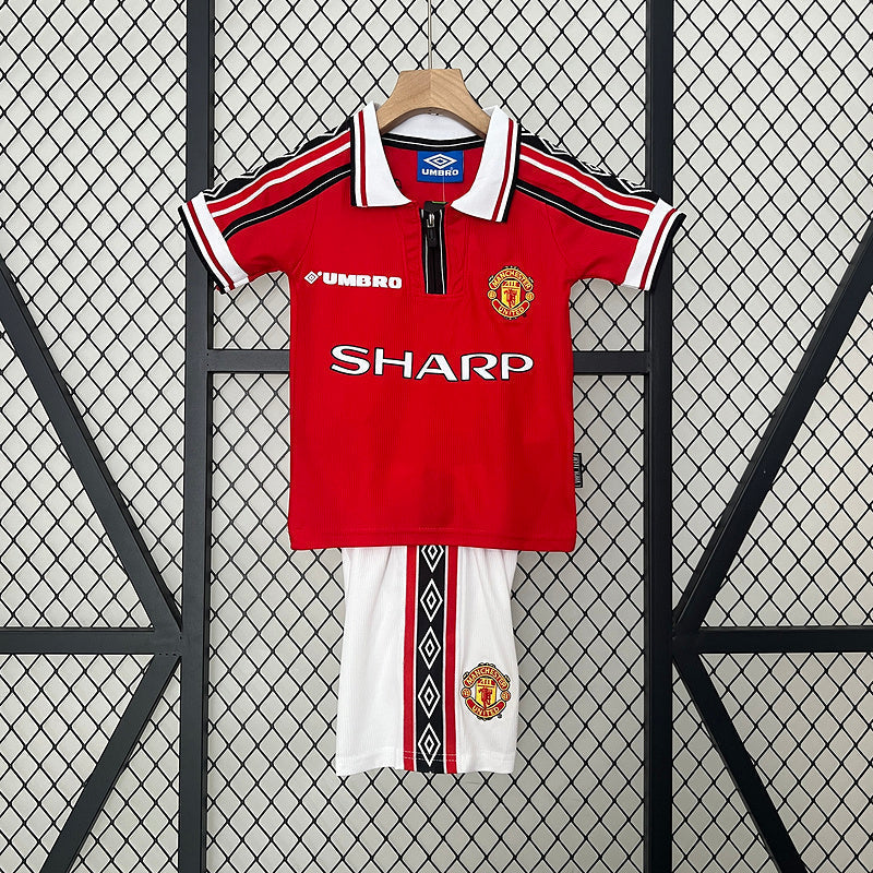 Conjunto Retrô Infantil Manchester United l 1998/99 Modelo Torcedor