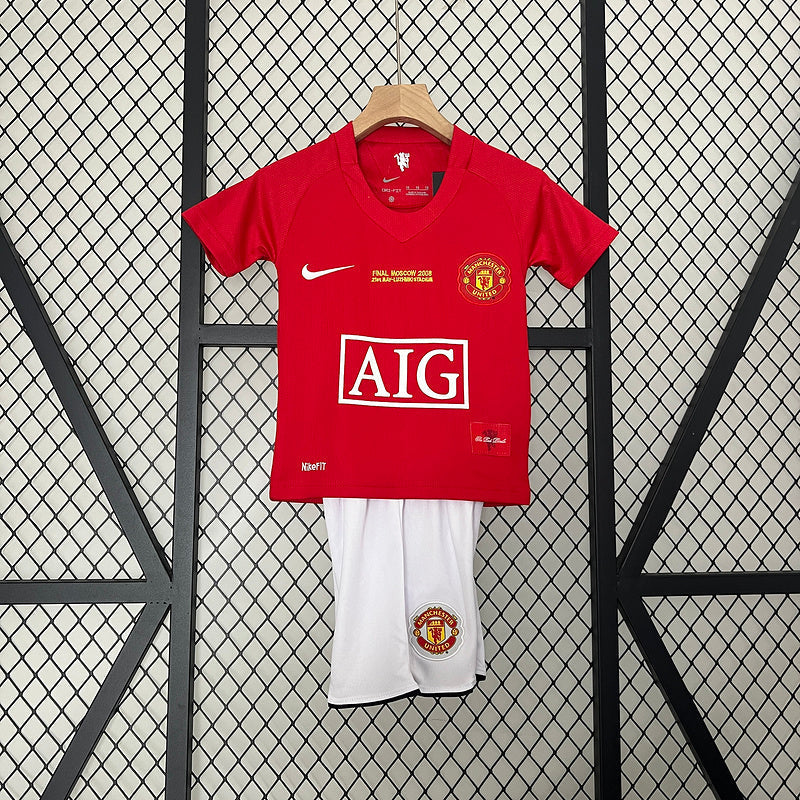 Conjunto Retrô Infantil Manchester United l 2007/08 - Modelo Torcedor