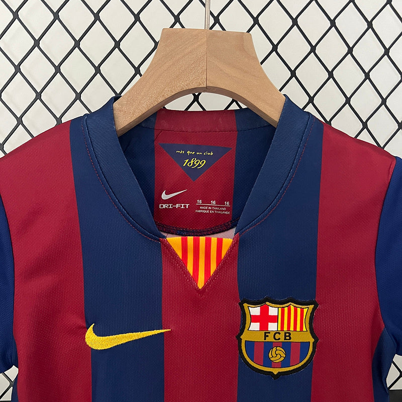 Conjunto Retrô Infantil Barcelona l 2014/15 - Modelo Torcedor