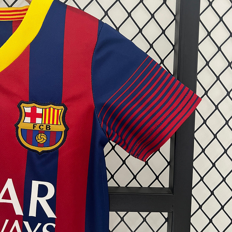 Conjunto Retrô Infantil Barcelona l 2013/14 - Modelo Torcedor