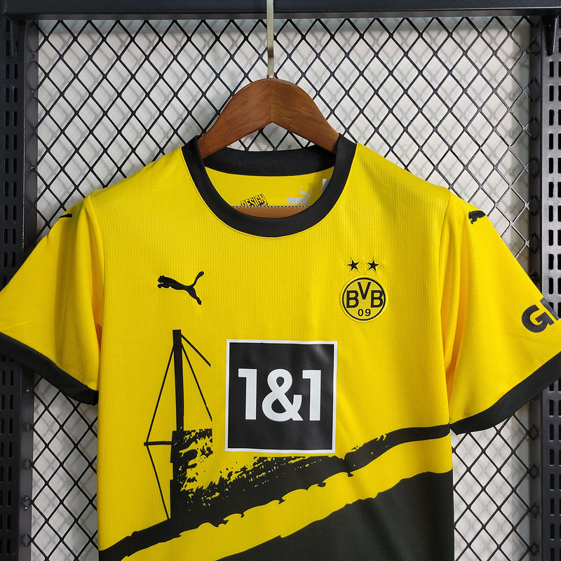 Conjunto Infantil Borussia Dortmund l 2023/24 Amarelo - Modelo Torcedor