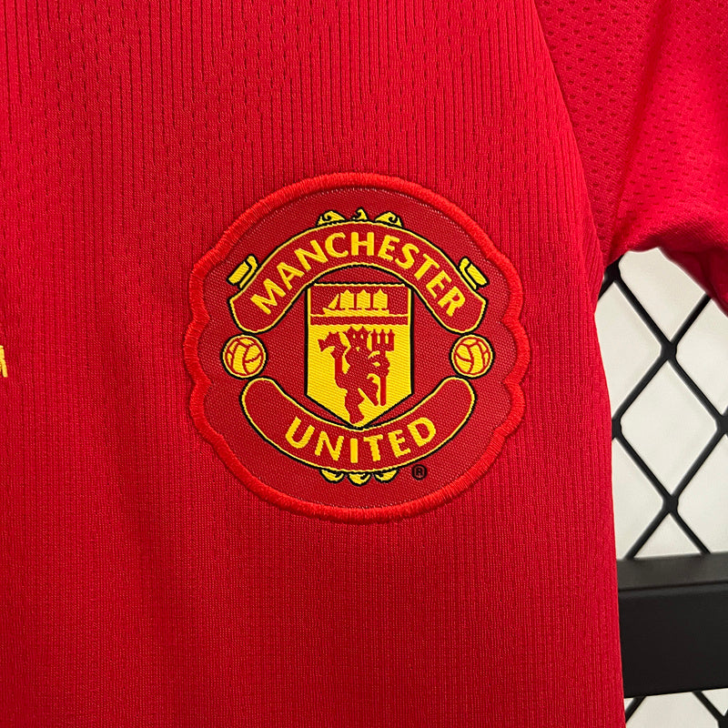 Conjunto Retrô Infantil Manchester United l 2007/08 - Modelo Torcedor