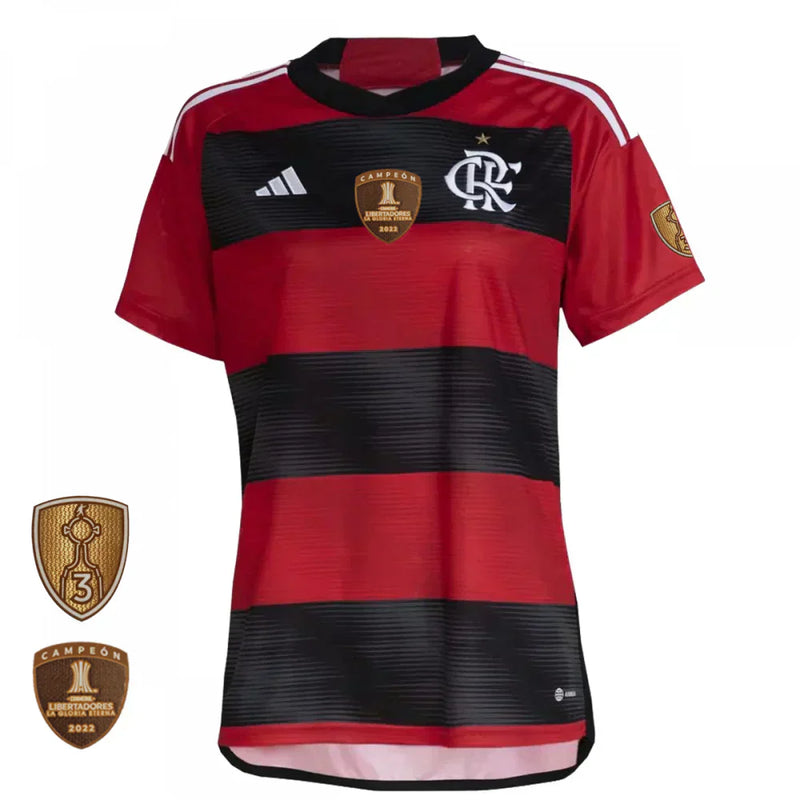 Camisa Feminina CR Flamengo l 2023/24 Rubro-Negra - Modelo Baby Look