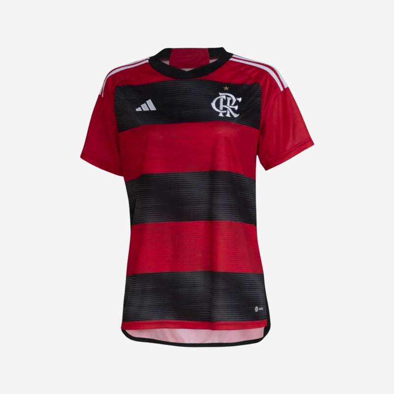 Camisa Feminina CR Flamengo l 2023/24 Rubro-Negra - Modelo Baby Look