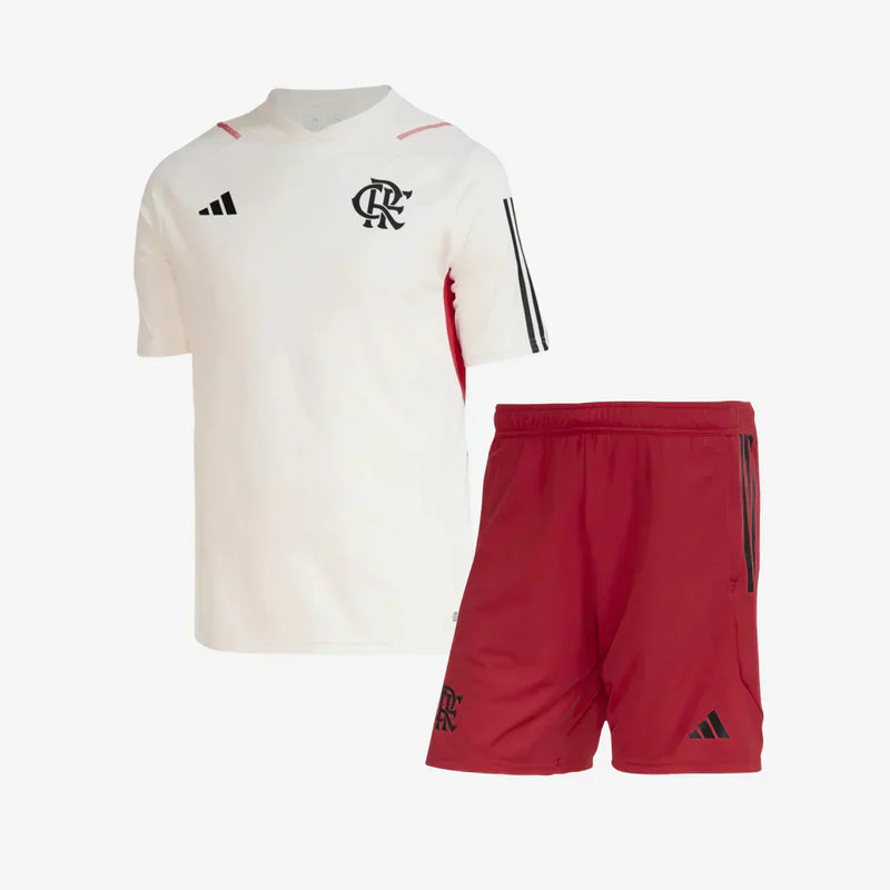 Conjunto Infantil CR Flamengo Treino 2023/24 Branco - Modelo Torcedor