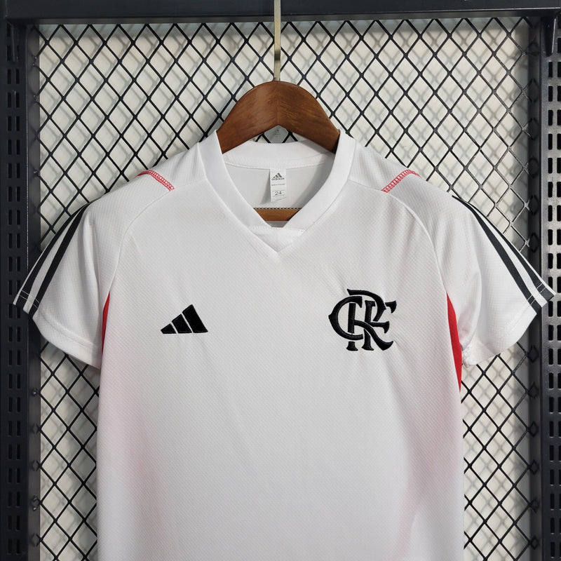 Conjunto Infantil CR Flamengo Treino 2023/24 Branco - Modelo Torcedor