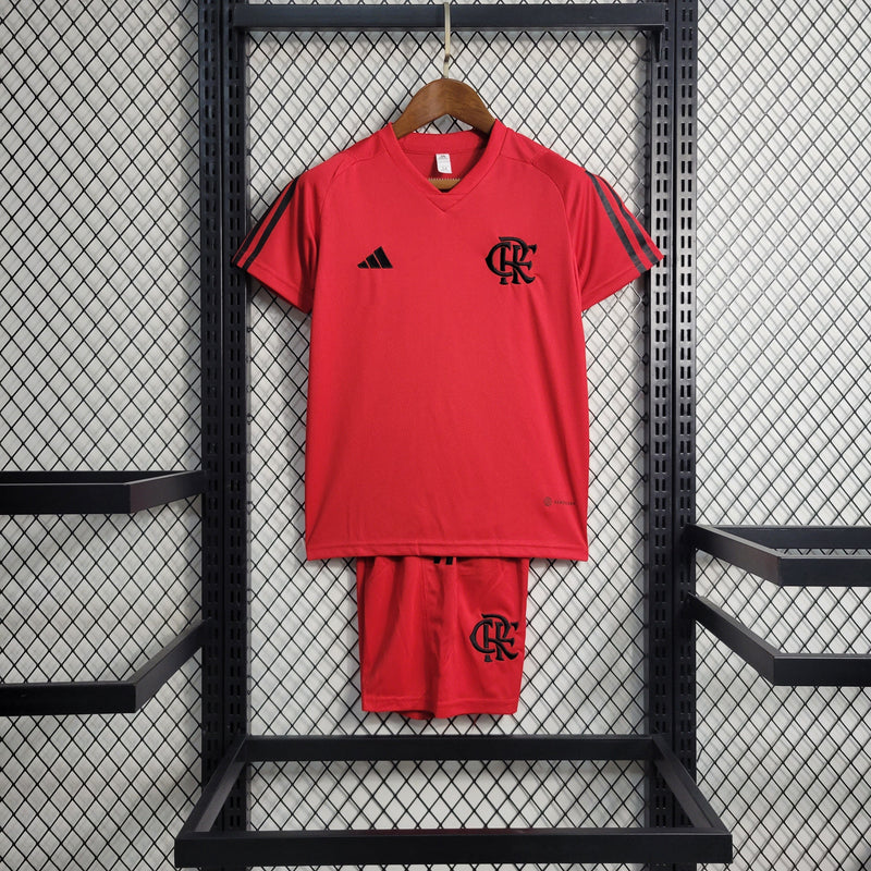 Conjunto Infantil CR Flamengo Treino 2023/24 Vermelho - Modelo Torcedor