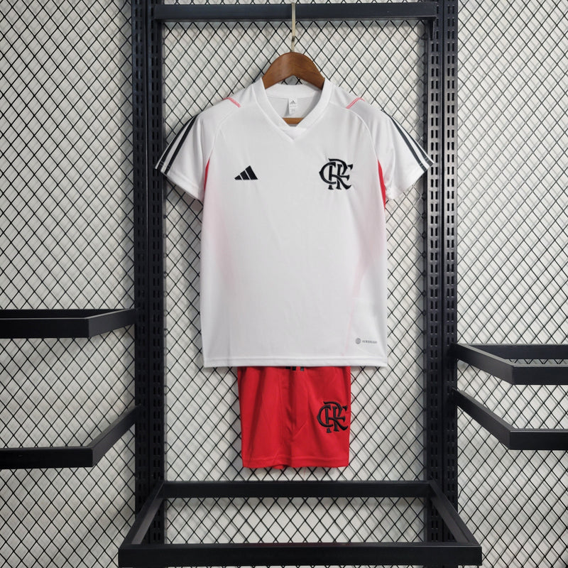 Conjunto Infantil CR Flamengo Treino 2023/24 Branco - Modelo Torcedor