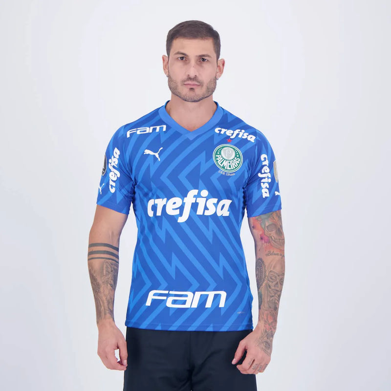 Camisa Palmeiras c/ Patrocínios Goleiro 2024/25 Azul - Modelo Torcedor