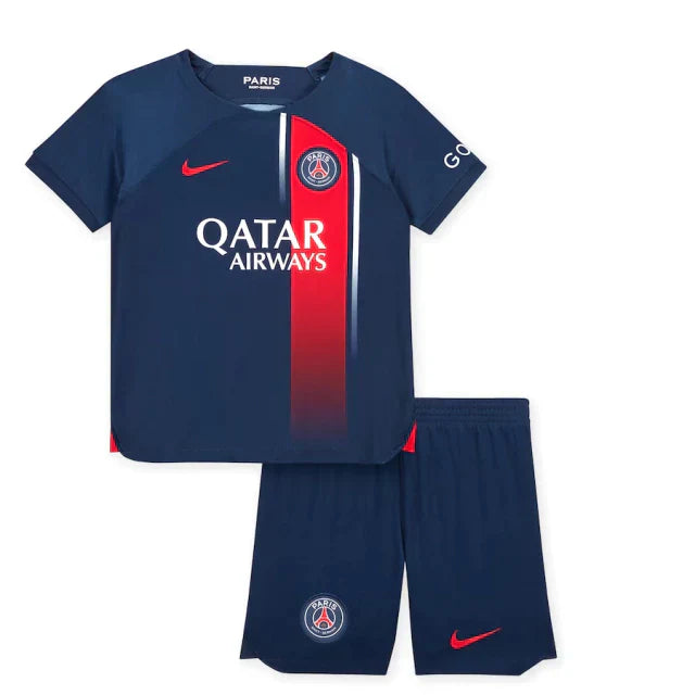 Conjunto Infantil PSG l 2023/24 Azul - Modelo Torcedor