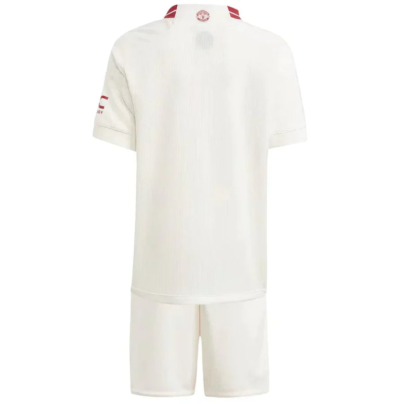 Conjunto Infantil Manchester United lll 2023/24 Branco - Modelo Torcedor