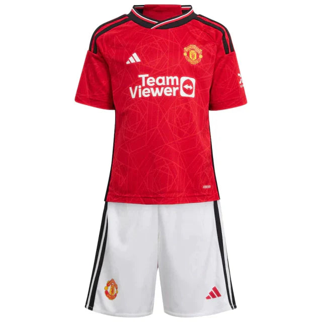 Conjunto Infantil Manchester United l 2023/24 Vermelho - Modelo Torcedor